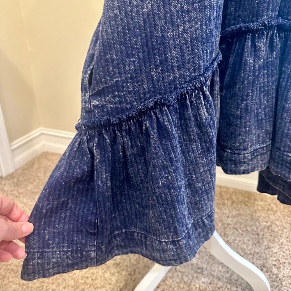 Free People Convertible Denim Mini Dress Size Medium - Picture 9 of 10